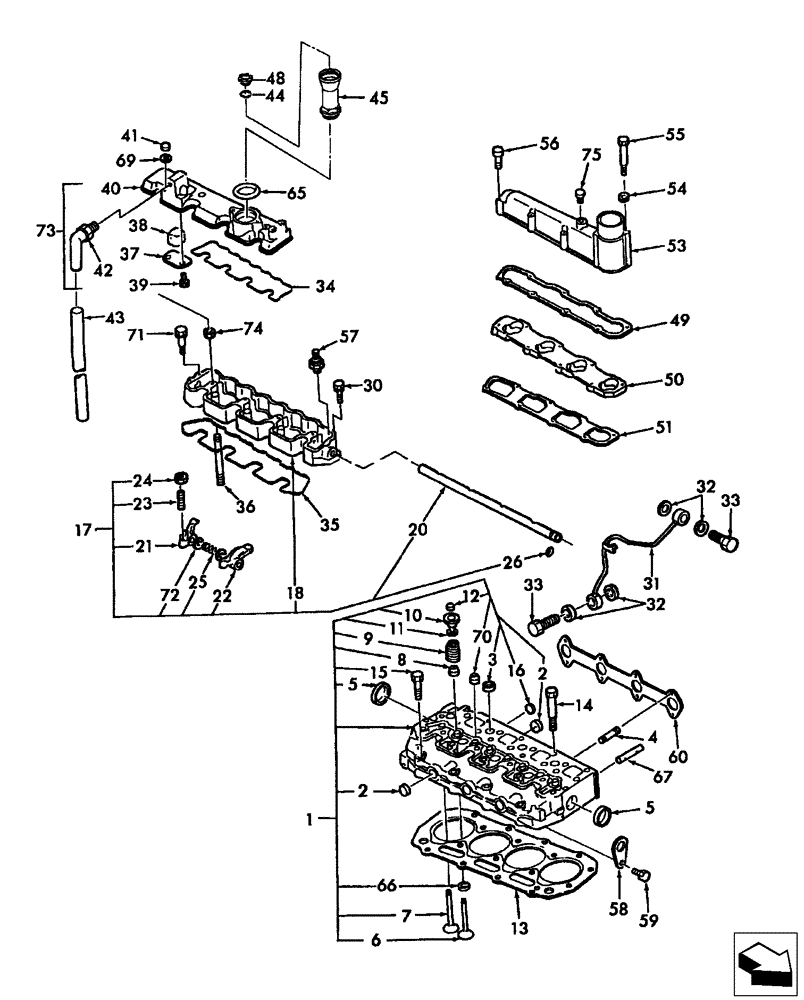 Схема запчастей Case IH FARMALL 55 - (01.03) - CYLINDER HEAD (01) - ENGINE