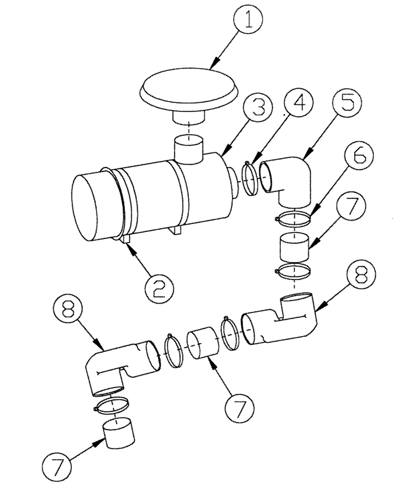 Схема запчастей Case IH PATRIOT 150 - (03-003) - AIR CLEANER ASSEMBLY (01) - ENGINE