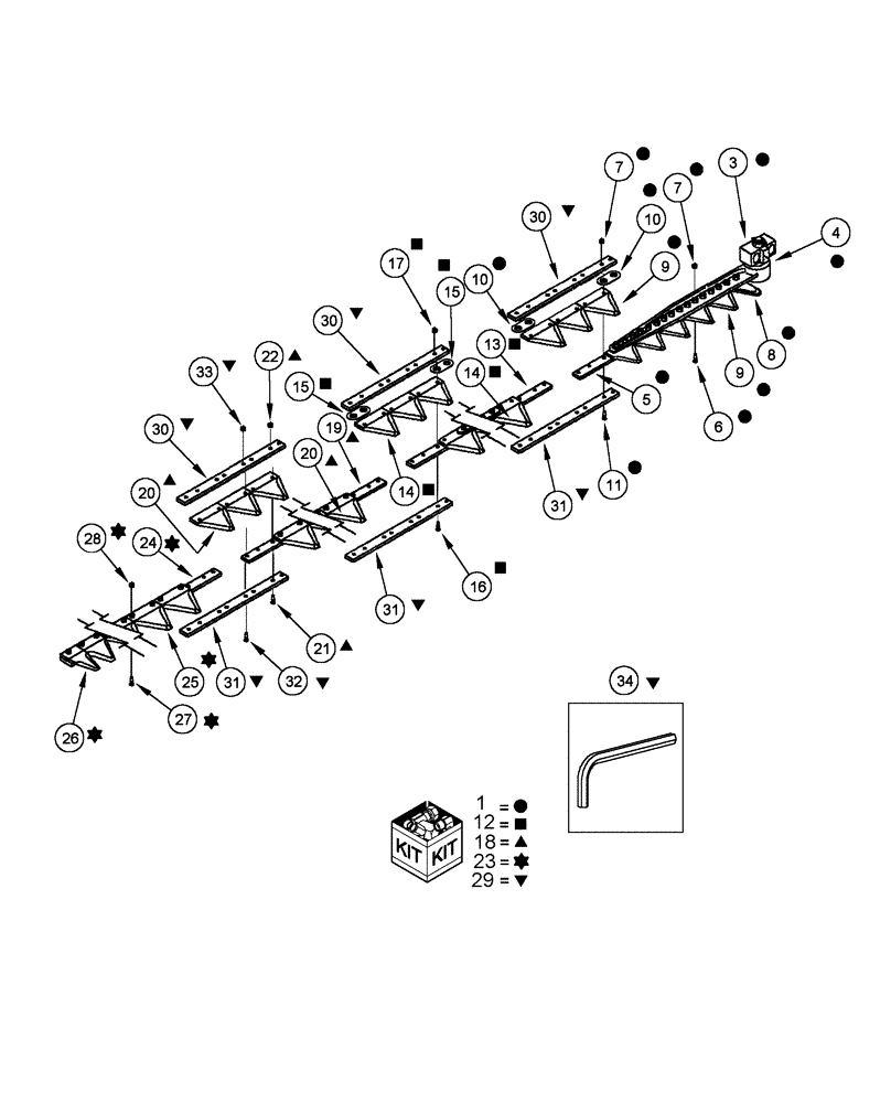 Схема запчастей Case IH 1020 - (09B-21[06]) - KNIFE ASSEMBLY KITS 3 INCH BOLTED COARSE SERRATIONS - 30.0 FOOT HEADER (09) - CHASSIS/ATTACHMENTS