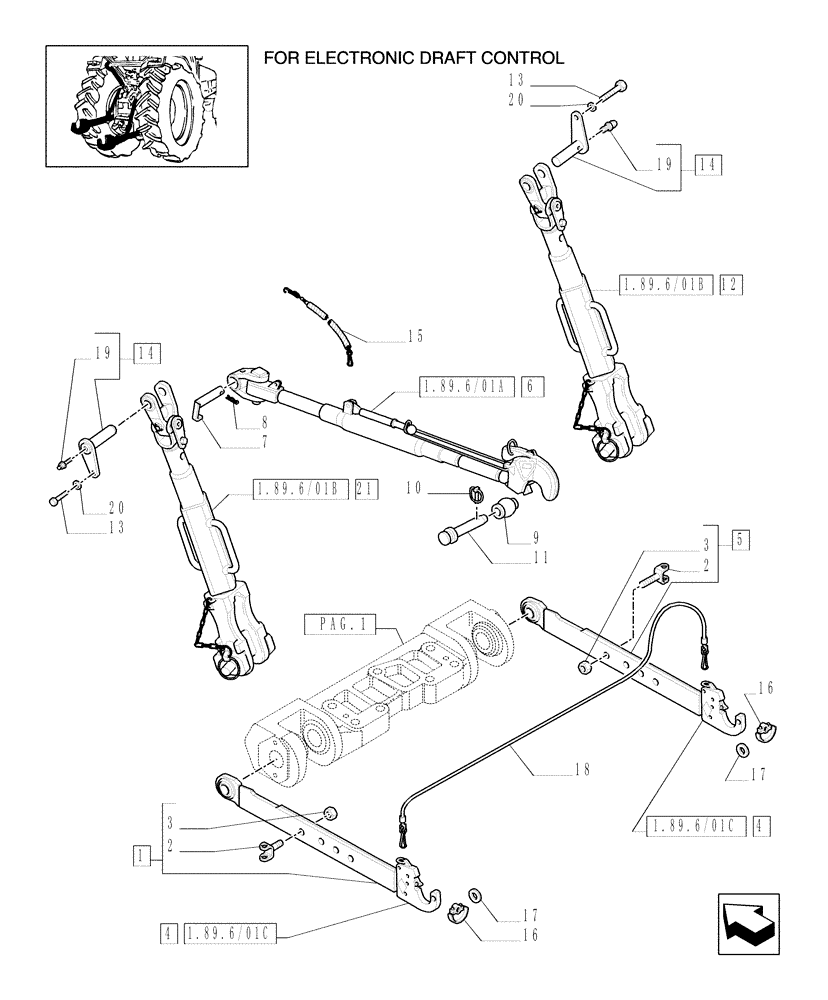 Схема запчастей Case IH MXU100 - (1.89.6/04[02]) - (VAR.786-881-886) 2 CILINDERS (DIAM.80 -90 MM.) - TOOLING CONNECTION UNIT - C5300 (09) - IMPLEMENT LIFT