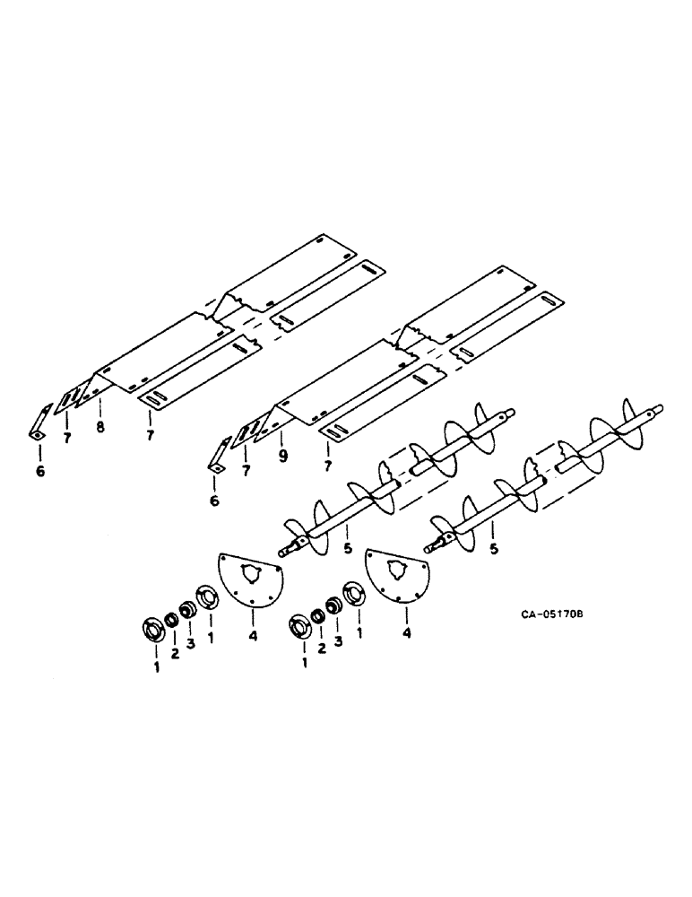 Схема запчастей Case IH 1460 - (17-144) - GRAIN TANK BOTTOM AUGERS Mounted Equipment