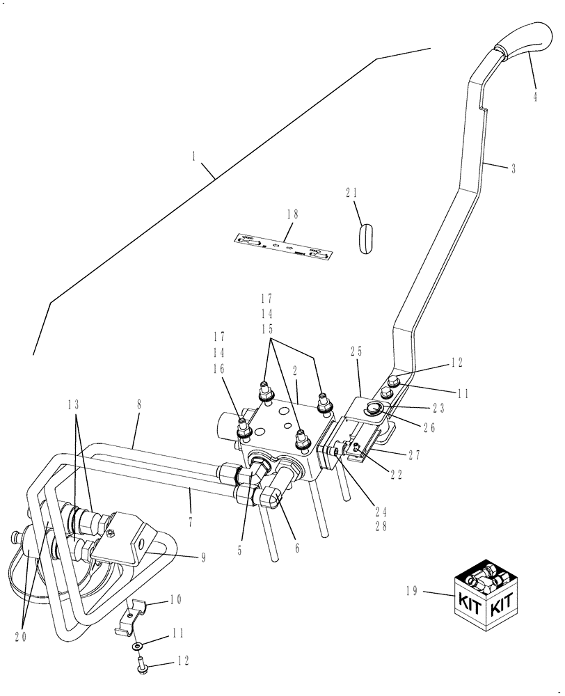 Схема запчастей Case IH DX45 - (07.08) - THIRD REAR REMOTE VALVE KIT, SELF-CENTERING - 719339036 (07) - HYDRAULIC SYSTEM