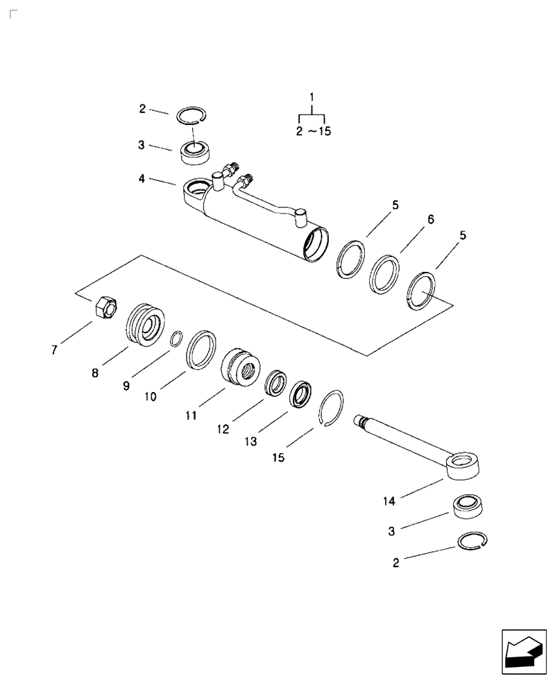 Схема запчастей Case IH FARMALL 35B - (41.216.02) - STEERING CYLINDER BREAKDOWN (41) - STEERING