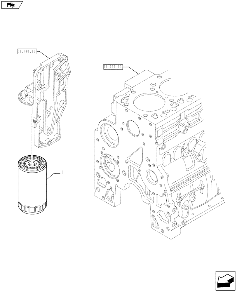 Схема запчастей Case IH F4HE9687G J100 - (10.206.02) - OIL FILTERS - ENGINE (504074042) (01) - ENGINE