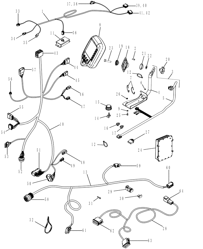 Схема запчастей Case IH MX305 - (04-45) - ACCUGUIDE - HARNESS AND MONITOR - BSN Z6RZ04001 (04) - ELECTRICAL SYSTEMS