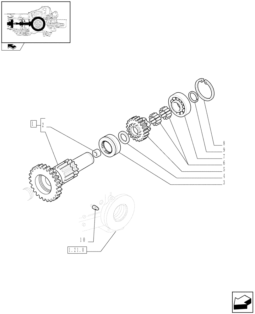 Схема запчастей Case IH FARMALL 90 - (1.32.1[02]) - CENTRAL REDUCER GEARING - DRIVE SHAFT AND GEARINGS (03) - TRANSMISSION