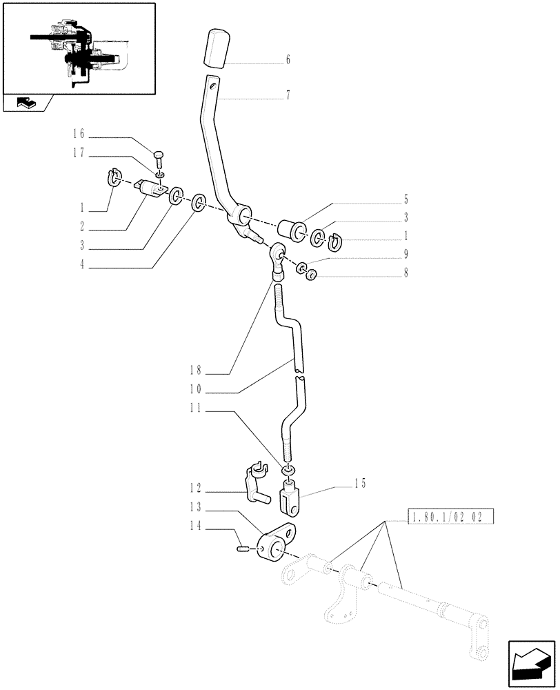 Схема запчастей Case IH FARMALL 105V - (1.80.1/02[04]) - POWER TAKE-OFF (540-540E RPM) WITH GROUND SPEED - ROD AND HANDLE (VAR.330804 / 743519) (07) - HYDRAULIC SYSTEM