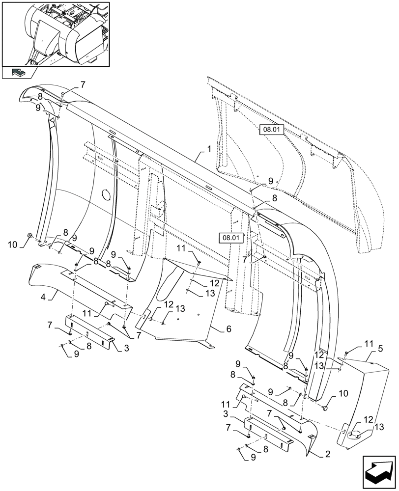 Схема запчастей Case IH LB433R - (08.26[01]) - PROTECTIONS FLYWHEEL (08) - SHEET METAL/DECALS