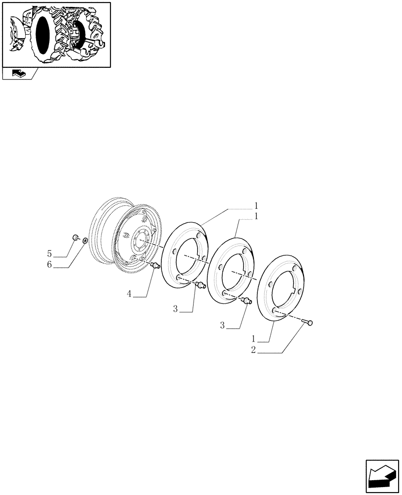 Схема запчастей Case IH FARMALL 85C - (1.48.2/01) - 6 REAR BALLAST (32KG) (VAR.330471) (05) - REAR AXLE