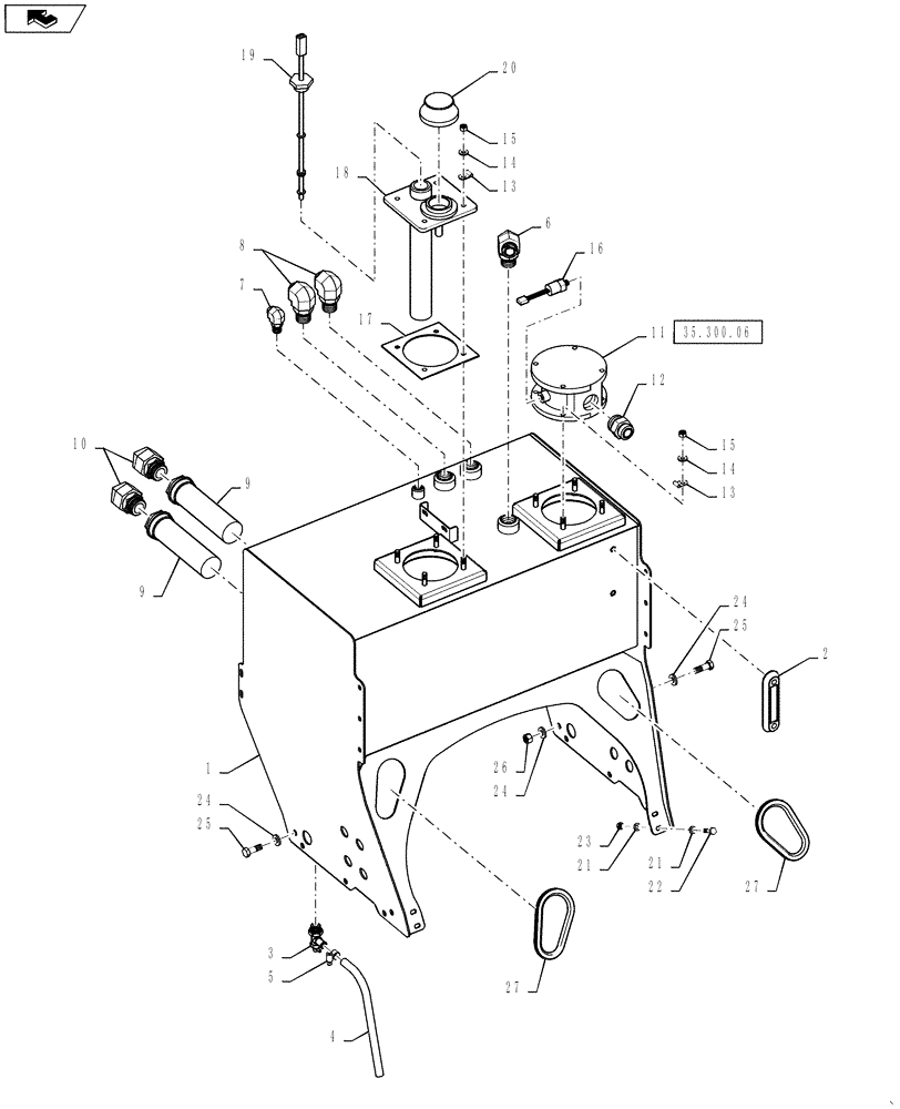 Схема запчастей Case IH 3330 - (35.300.05) - OIL TANK GROUP (35) - HYDRAULIC SYSTEMS