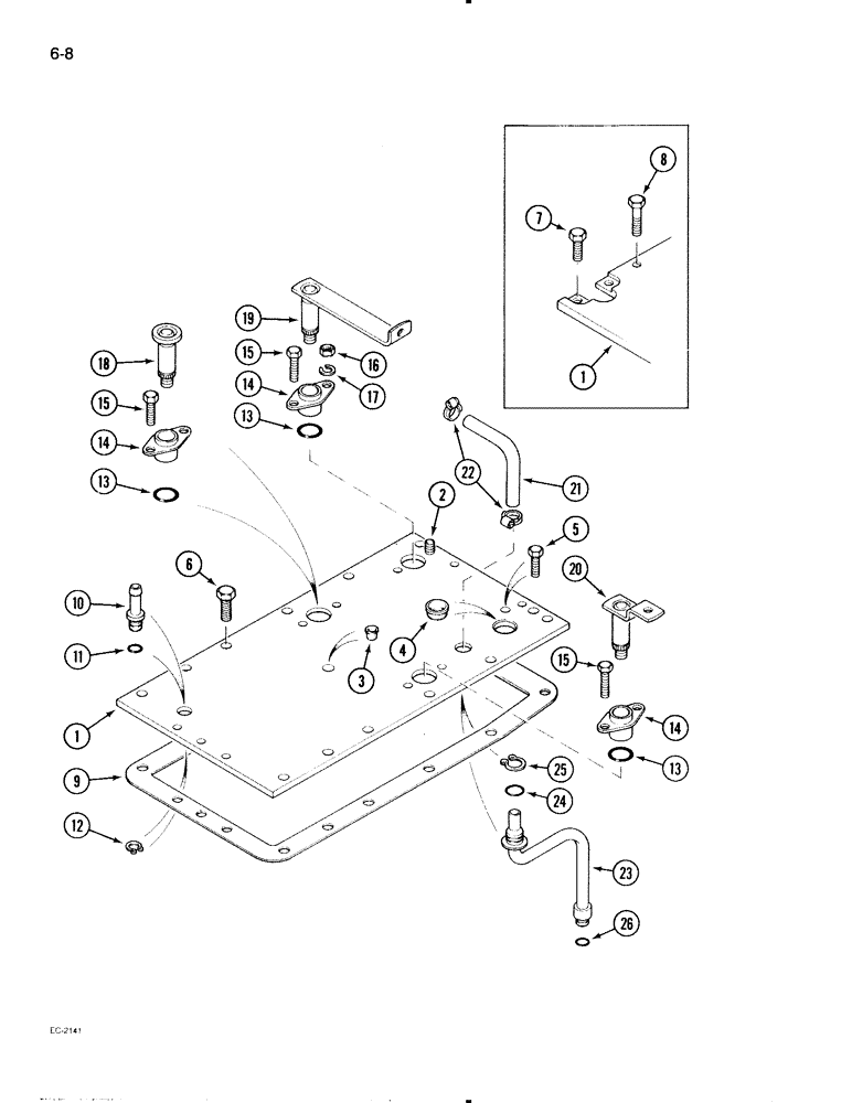 Схема запчастей Case IH 595 - (6-008) - CLUTCH HOUSING TOP COVER, TRACTOR WITHOUT CAB (06) - POWER TRAIN