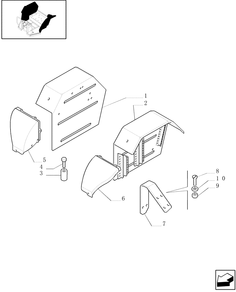 Схема запчастей Case IH JX90U - (1.92.5/03) - (VAR.870) WIDE MUDGUARDS (L/ CAB) - BRACKETS - EXTENSIONS (10) - OPERATORS PLATFORM/CAB