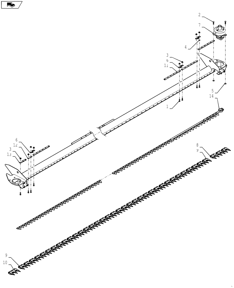 Схема запчастей Case IH DH302 - (20.04.01[2.1]) - SINGLE KNIFE DRIVE, SCHUMACHER CUTTING SYSTEM, 25 FT TO 30 FT, KNIFE SECTION, MY12 (14) - CROP CUTTING