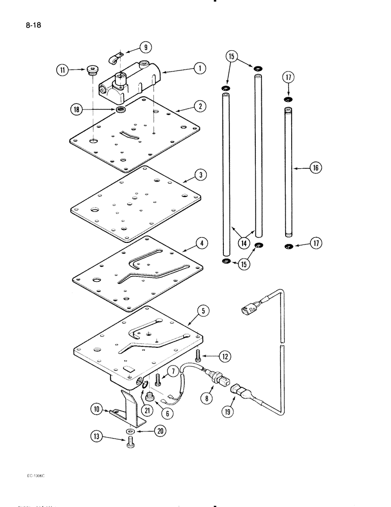 Схема запчастей Case IH 695 - (8-18) - REGULATOR VALVE MOUNTING PLATE, TWO SPEED POWER SHIFT (08) - HYDRAULICS