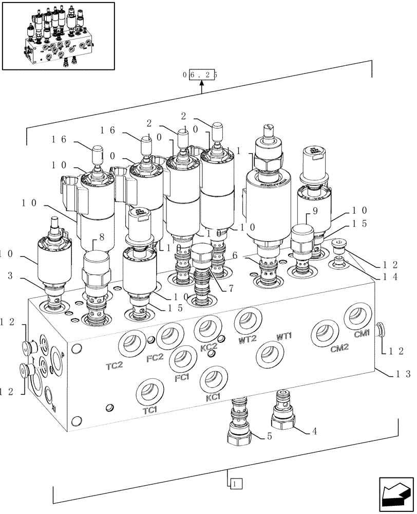 Схема запчастей Case IH RBX341 - (07.23[01]) - MANIFOLD - C651 (07) - HYDRAULIC SYSTEM