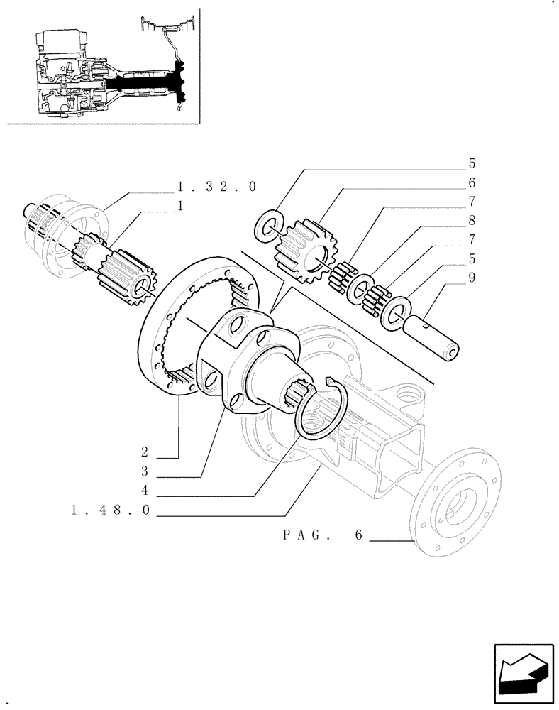 Схема запчастей Case IH JX100U - (1.48.1[05]) - FINAL DRIVE, GEARS AND SHAFTS (05) - REAR AXLE