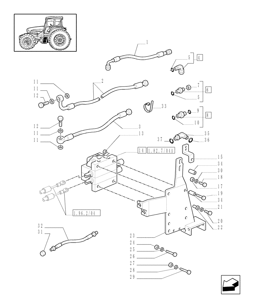 Схема запчастей Case IH MXM190 - (1.82.7/06) - (VAR.440/2) VALVE CONTROL UNIT WITH JOYSTICK FOR LOADER W/CAB SUSP. (07) - HYDRAULIC SYSTEM