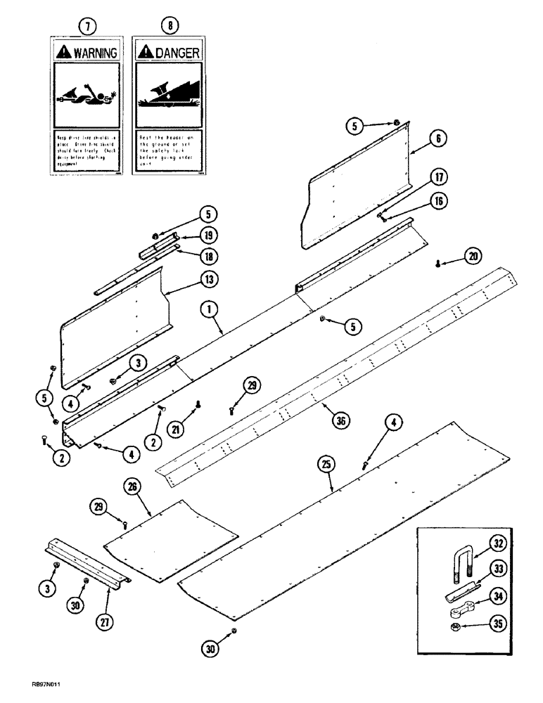 Схема запчастей Case IH 1015 - (9-04) - MAIN FRAME, LOWER (58) - ATTACHMENTS/HEADERS