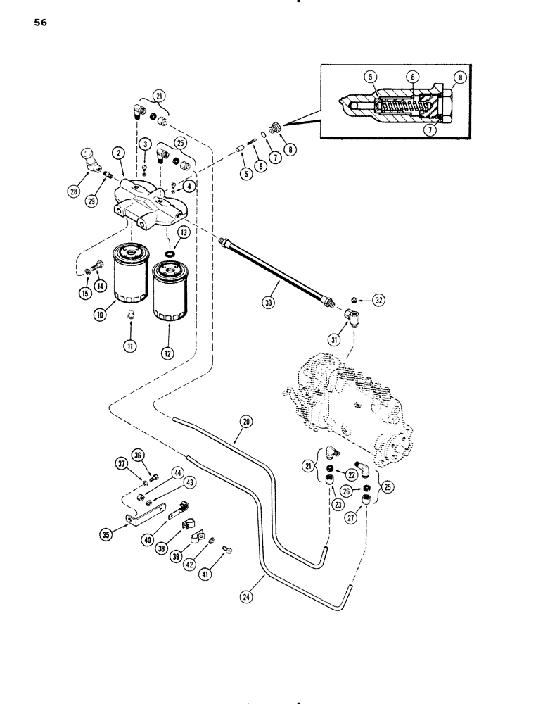 Схема запчастей Case IH 1090 - (056) - FUEL INJECTION FILTER SYSTEM, (451B) DIESEL ENGINE, USED PRIOR TO ENGINE SERIAL NUMBER 23232001 (03) - FUEL SYSTEM