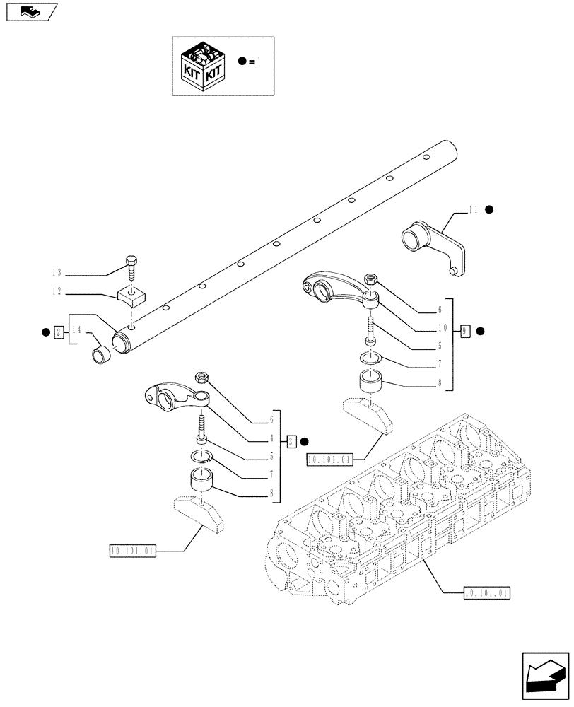 Схема запчастей Case IH F3DFE613A A002 - (10.106.02) - SHAFT & ROCKER ARMS (504386670) (10) - ENGINE