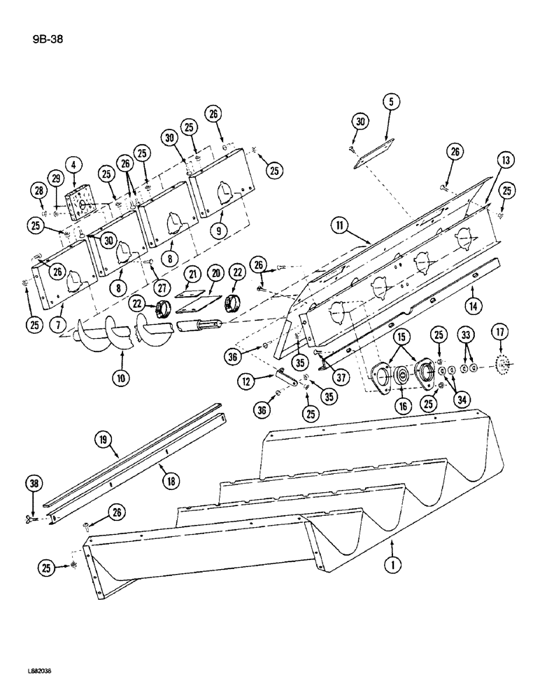 Схема запчастей Case IH 1640 - (9B-38) - AUGER BED (14) - ROTOR, CONCANVES & SIEVE