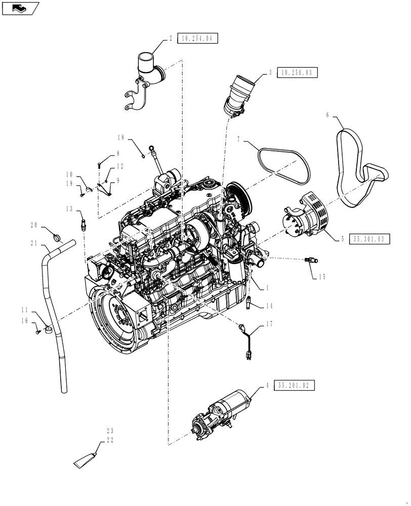 Схема запчастей Case IH 3230 - (10.001.01) - ENGINE GROUP (10) - ENGINE