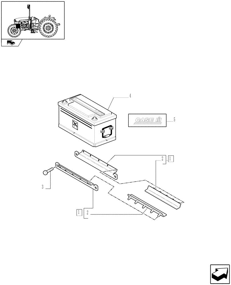 Схема запчастей Case IH FARMALL 85C - (1.74.1) - BATTERY MOUNTING (06) - ELECTRICAL SYSTEMS