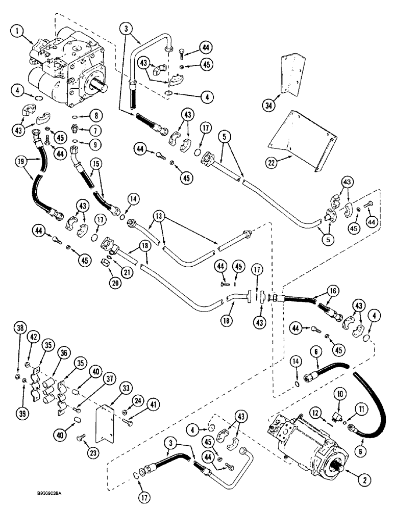 Схема запчастей Case IH 1666 - (6-06) - HYDROSTATIC PUMP AND MOTOR SYSTEM, SINGLE SPEED (03) - POWER TRAIN