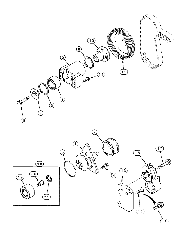 Схема запчастей Case IH 8940 - (2-021A) - WATER PUMP SYSTEM, 6T-830 EMISSIONS CERTIFIED ENGINE (02) - ENGINE