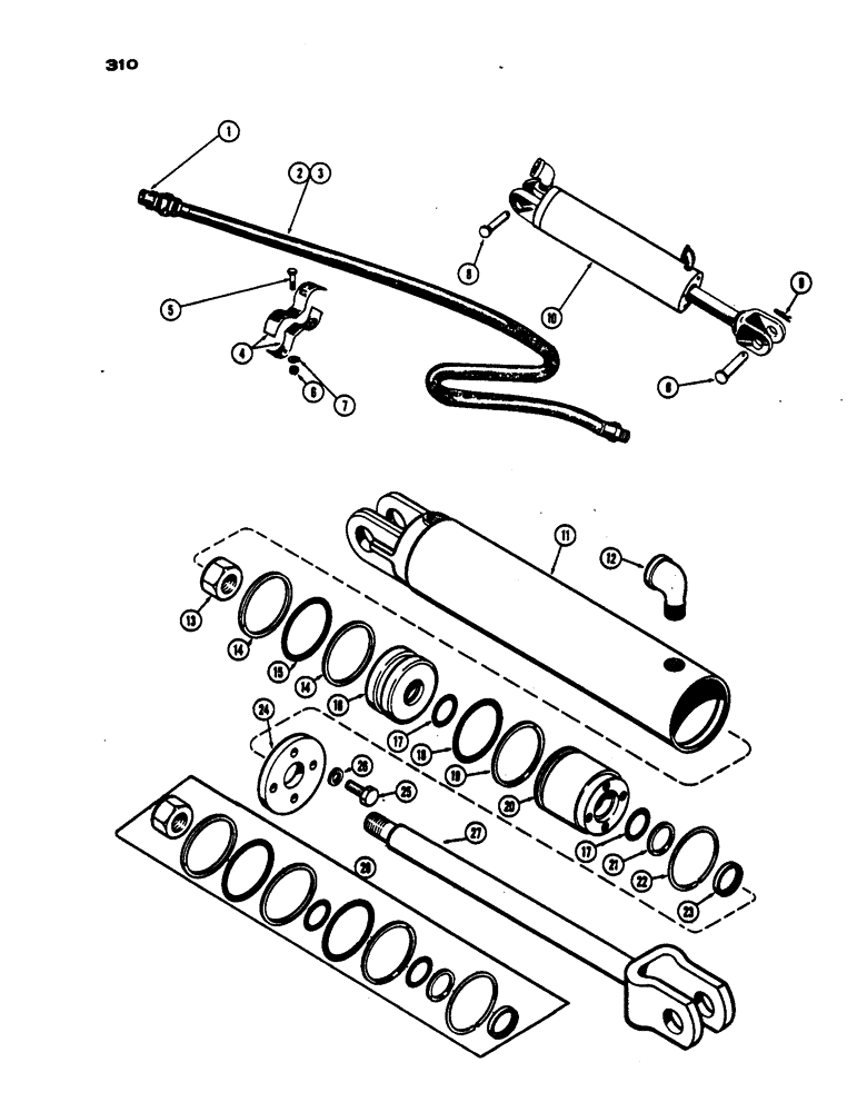 Схема запчастей Case IH 430 - (310) - REMOTE CYLINDER AND HOSES, DRAFT-O-MATIC TRACTOR, PRIOR TO S/N 8262800 (08) - HYDRAULICS