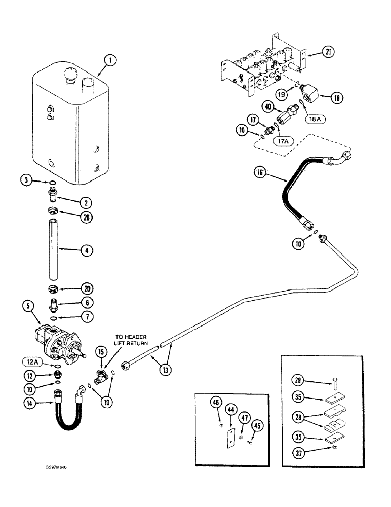 Схема запчастей Case IH 1660 - (8-032) - HEADER LIFT SUPPLY SYSTEM, P.I.N. JJC0103800 AND AFTER (07) - HYDRAULICS