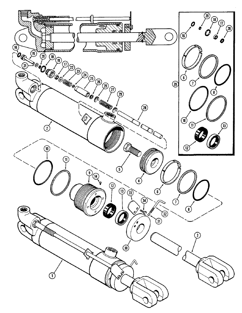 Схема запчастей Case IH 1370 - (378) - G32083 REMOTE HYDRAULIC CYLINDER, 3-1/4 INCH X 8 INCH CYLINDER (09) - CHASSIS/ATTACHMENTS