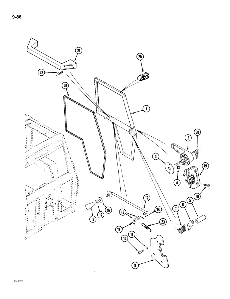 Схема запчастей Case IH 2096 - (9-086) - CAB DOOR AND LATCH (09) - CHASSIS/ATTACHMENTS