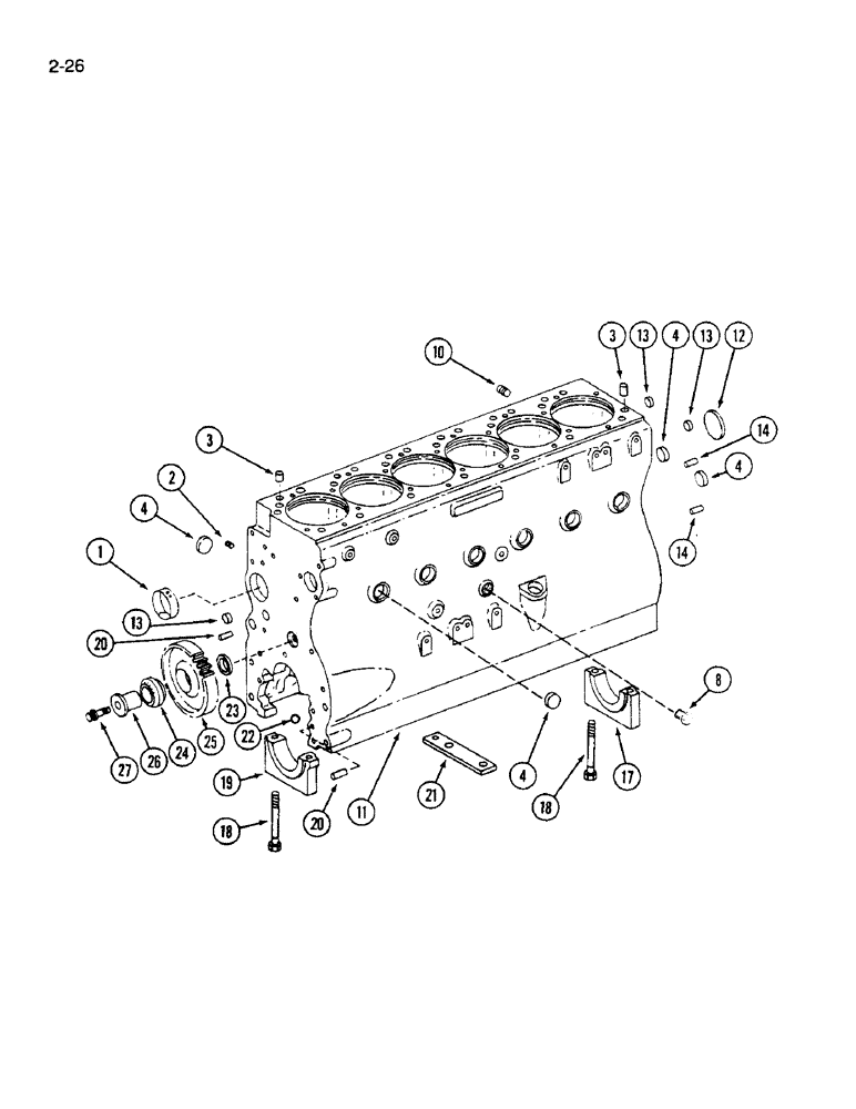 Схема запчастей Case IH 1640 - (2-26) - CYLINDER BLOCK, D466 ENGINE (01) - ENGINE