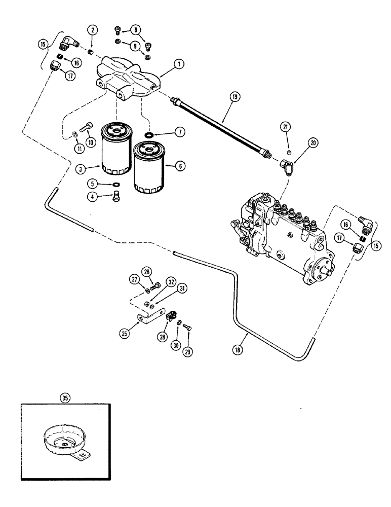 Схема запчастей Case IH 1370 - (064) - FUEL INJECTION FILTER SYSTEM, (504BDT) DIESEL ENGINE (03) - FUEL SYSTEM