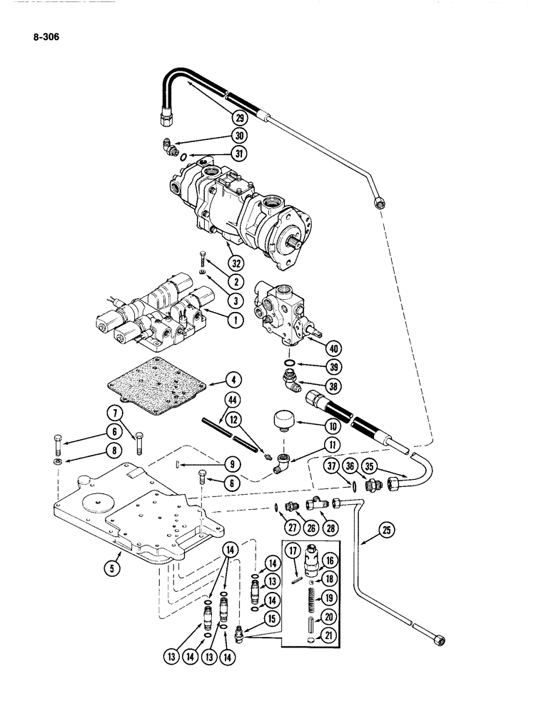 Схема запчастей Case IH 4494 - (8-306) - TRANSMISSION TOP COVER AND CIRCUITRY (08) - HYDRAULICS