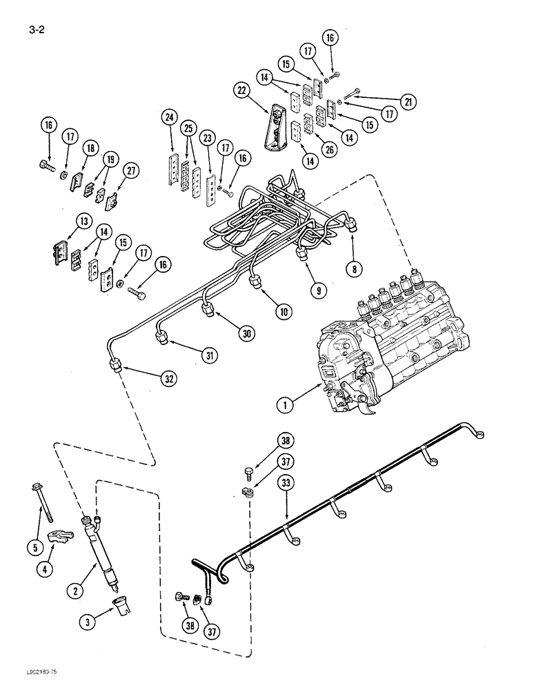 Схема запчастей Case IH 1680 - (3-002) - FUEL INJECTION SYSTEM, 6TA-830 ENGINE (02) - FUEL SYSTEM