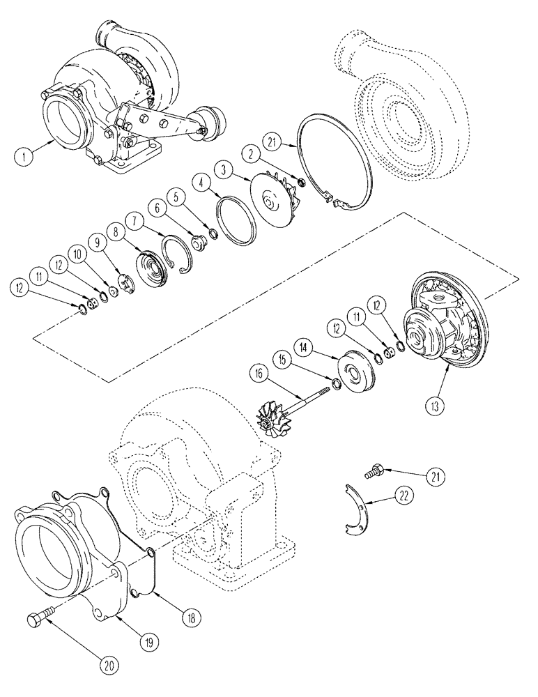 Схема запчастей Case IH FLX4510 - (02-037) - TURBOCHARGER - ASSEMBLY, FLX4510 (01) - ENGINE