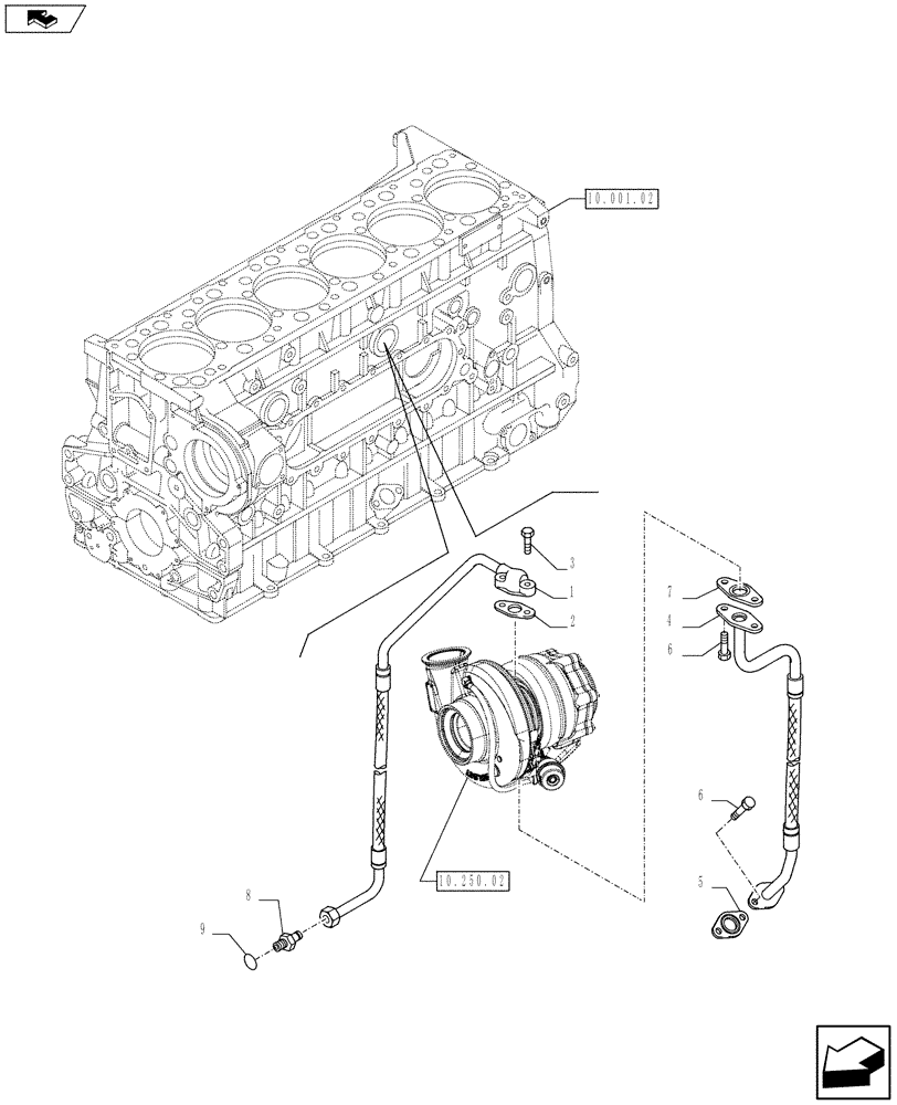 Схема запчастей Case IH F3BFE613B A002 - (10.250.03) - TURBOBLOWER PIPES (5801367245 - 5801367260) (10) - ENGINE