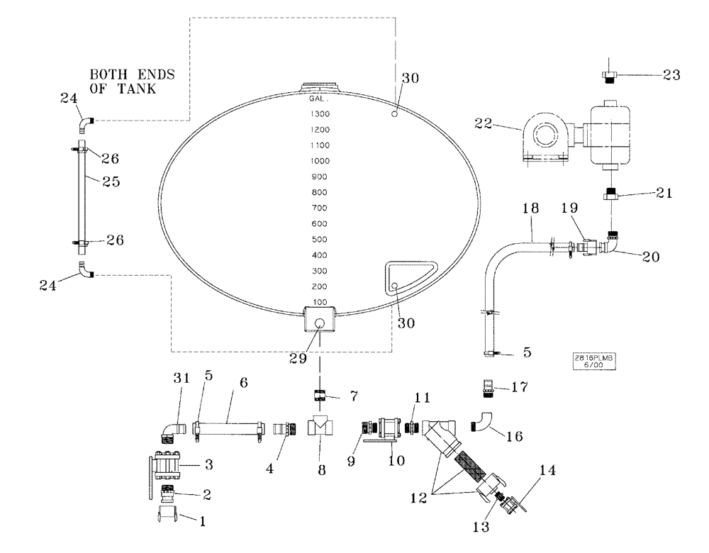 Схема запчастей Case IH NPX2800 - (75.200.05[01]) - TANK FITTINGS SINGLE PISTION 2009 AND PRIOR (75) - SOIL PREPARATION