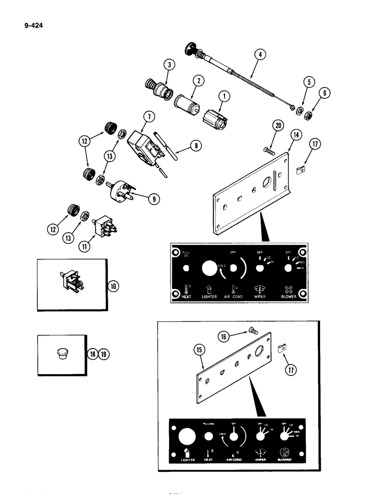 Схема запчастей Case IH 4490 - (9-424) - CAB, CONTROL PANEL (09) - CHASSIS/ATTACHMENTS