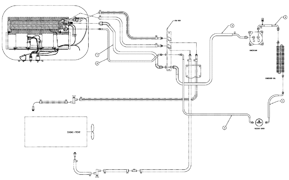 Схема запчастей Case IH 3185 - (02-011) - A/C HOSE KIT Cab Exterior