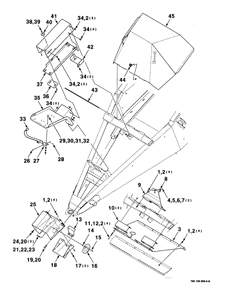 Схема запчастей Case IH 8575 - (7-24) - DRIVE LINE SHIELD ASSEMBLIES (12) - MAIN FRAME