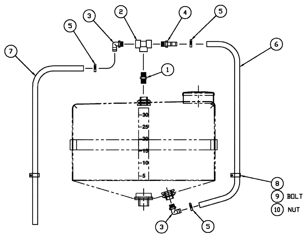 Схема запчастей Case IH 3150 - (09-012) - SIGHT GAUGE PACKAGE, RINSE TANK Liquid Plumbing