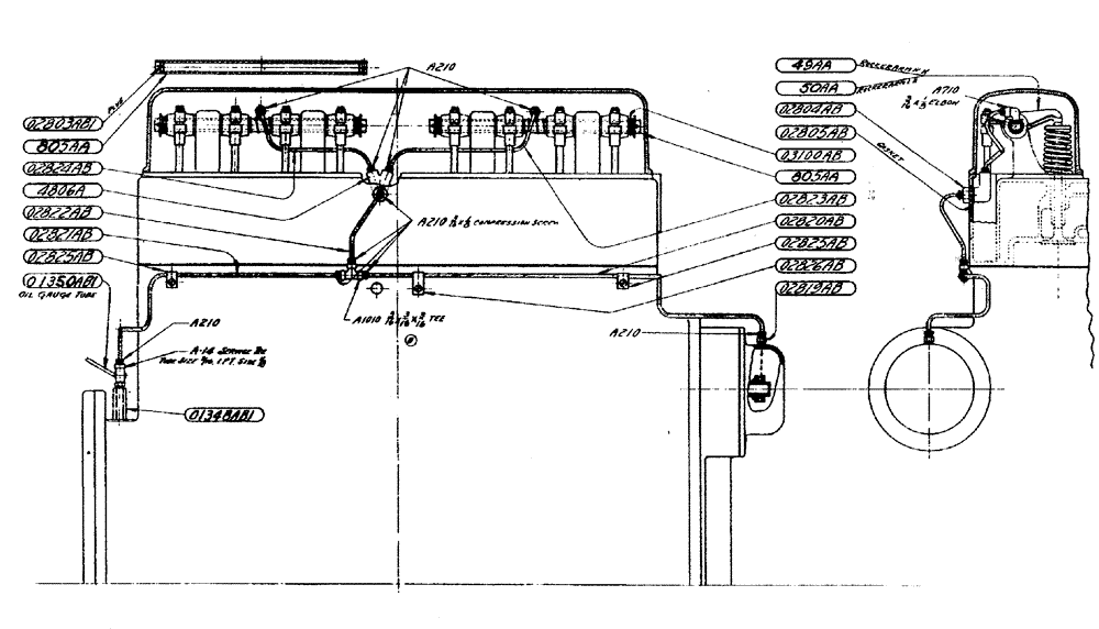 Схема запчастей Case IH L-SERIES - (007) - OILING SYSTEM FOR VALVE ROCKER ARMS AND GOVERNOR (02) - ENGINE