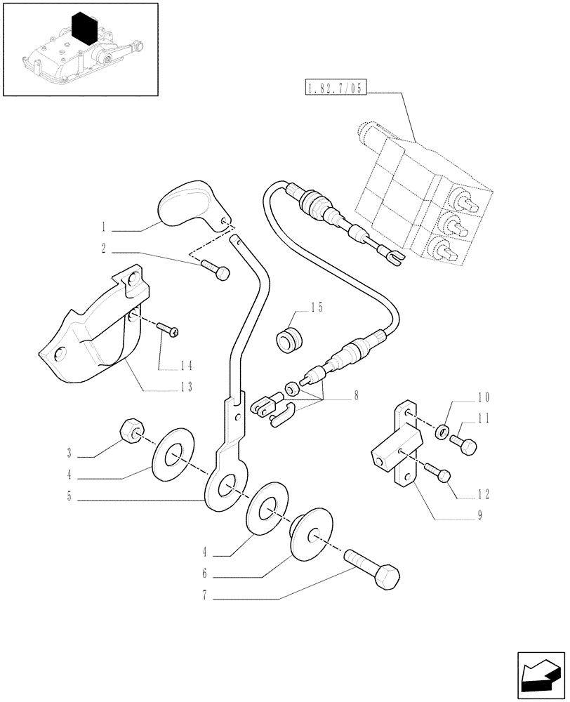 Схема запчастей Case IH JX1095N - (1.92.82/05[02]) - (VAR.419/1) 3 REM. VALVES FOR ELECTRONIC LIFTER W/HYDRAULIC DIVIDER - CONTROL LEVER (10) - OPERATORS PLATFORM/CAB