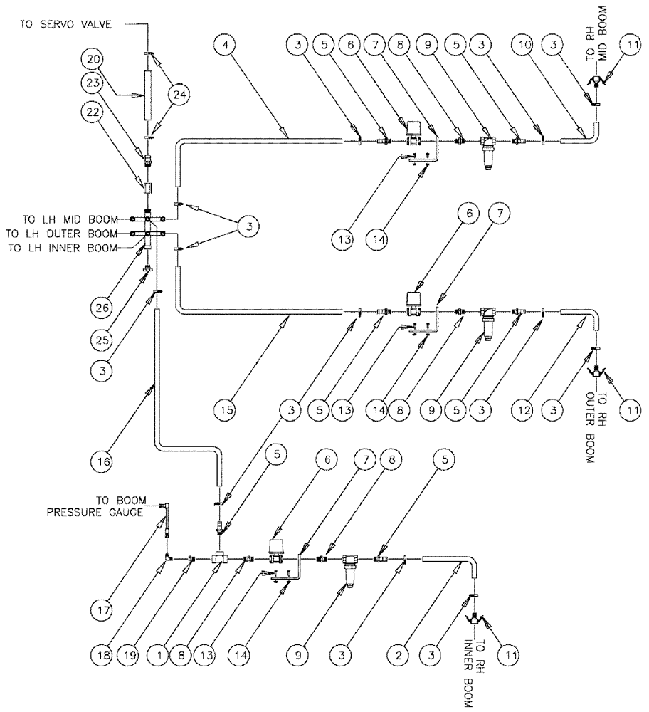 Схема запчастей Case IH 3185 - (09-045) - 90 6 - BOOM SHUTOFF RH BOOM Liquid Plumbing