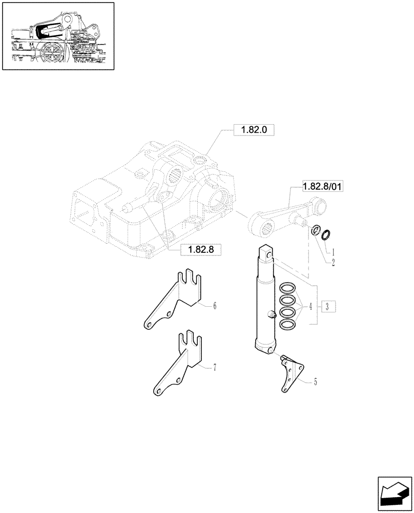 Схема запчастей Case IH MXU110 - (1.82.6/02) - (VAR.072-783) TWO SUPPLEMENTARY CYLINDERS - LIFTER, PISTON AND CYLINDER (07) - HYDRAULIC SYSTEM