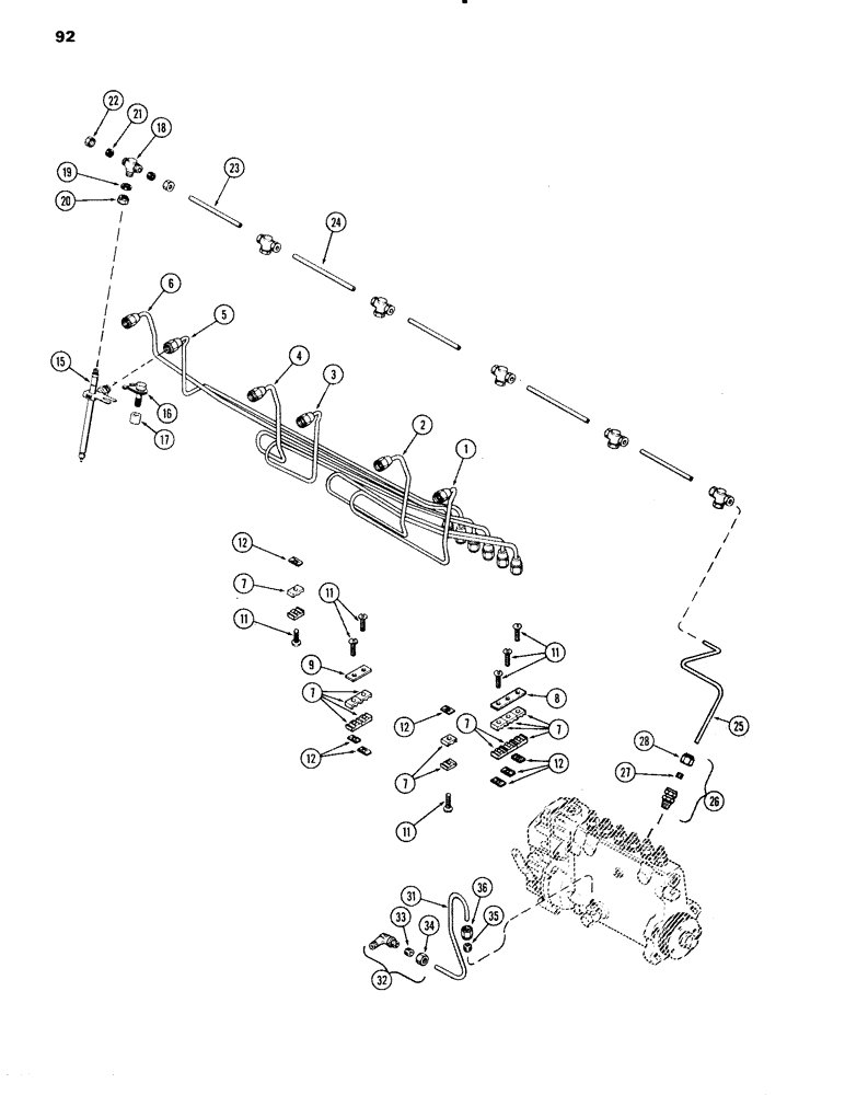 Схема запчастей Case IH 451BD - (092) - FUEL INJECTION SYSTEM, ENGINE LESS FUEL DEVICE, 504BD AND 451BD NATURALLY ASPIRATED ENGINES (03) - FUEL SYSTEM