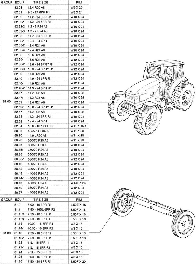 Схема запчастей Case IH JX100U - (80.00 SEC. 11[01]) - TRACTION (11) - WHEELS/TRACKS
